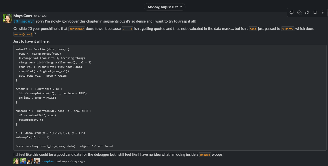 Advanced R Slack Debug