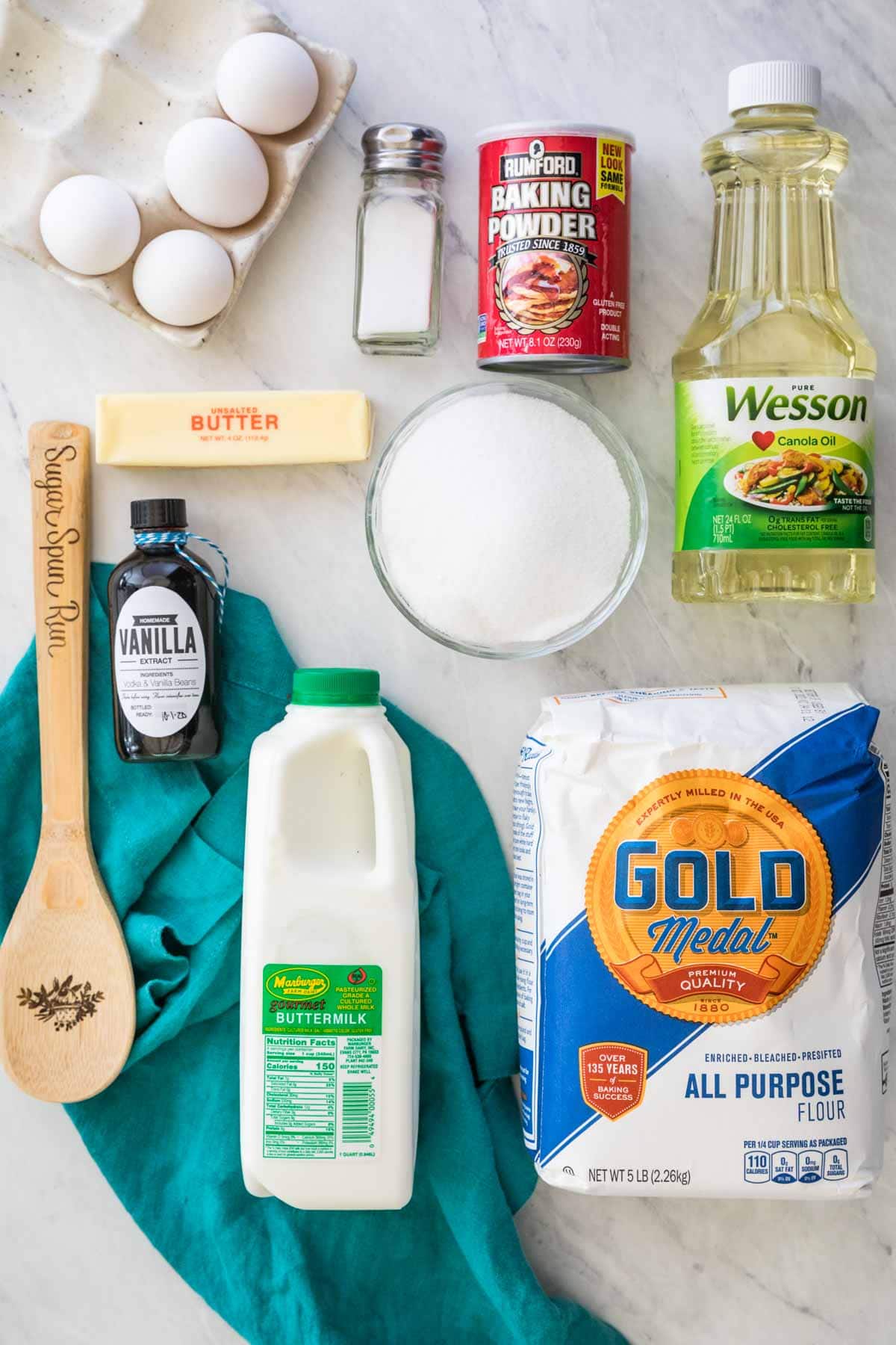 Raw ingredients for a cake.